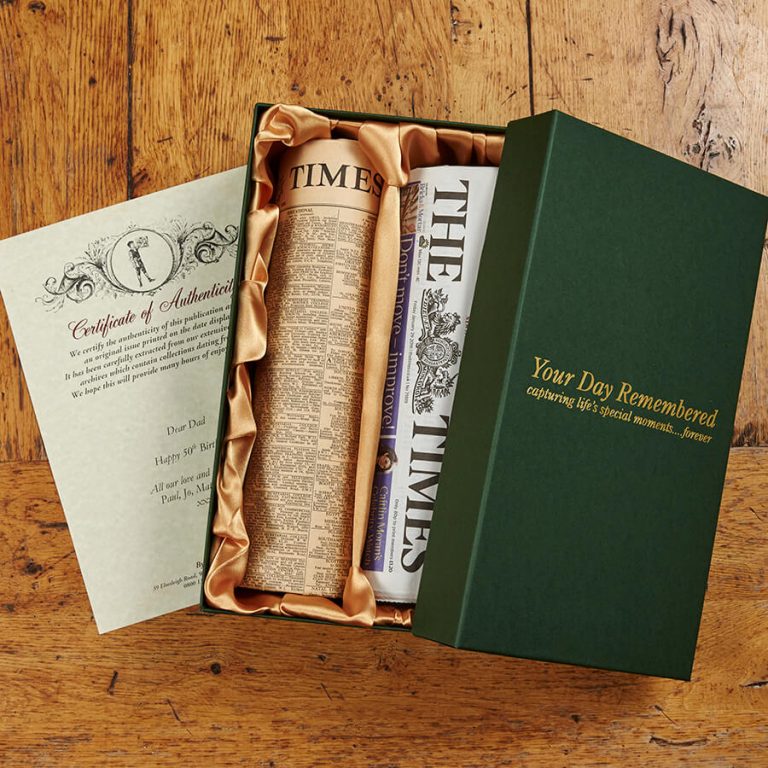 Newspaper Gift Box, Birthdate Newspapers and Unique Gift Ideas